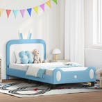 vidaXL Kinderen bedframe met hoofdboard Blauw 80 x 200 cm PU, Huis en Inrichting, Verzenden, Nieuw