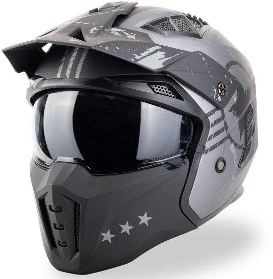 VINZ Shikoku Street Fighter Helm met Zonnevizier | Jethel..., Fietsen en Brommers, Fietsaccessoires | Fietshelmen, Nieuw, Verzenden