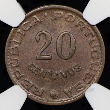 Portugees Angola. Republic. 20 centavos 1962 - NGC - MS 63, Postzegels en Munten