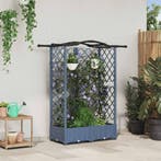 vidaXL Verhoogd Bed met Trellis en Dak Grijs 124 x 40 x 126, Tuin en Terras, Verzenden, Nieuw