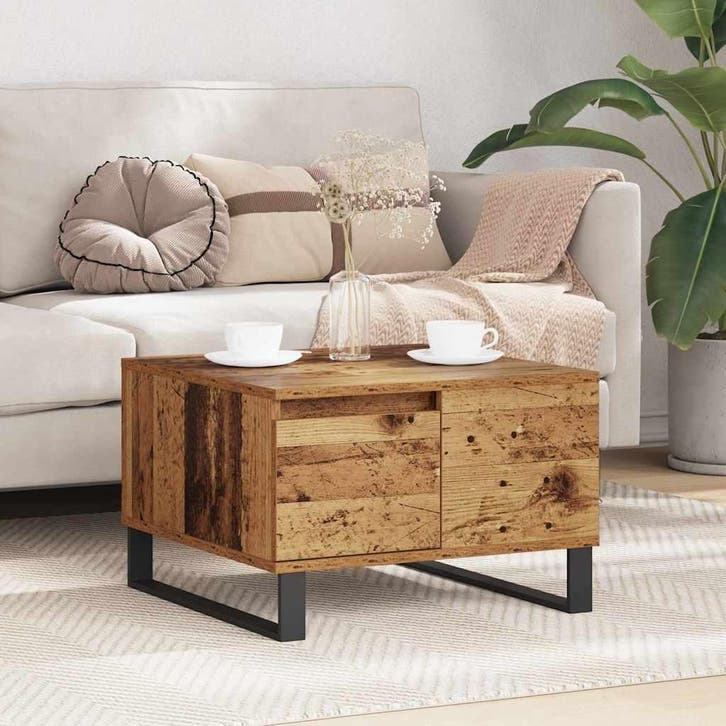 vidaXL Salontafel Oud Hout 55 x 55 x 36,5 cm Bewerkt hout, Maison & Meubles, Tables | Tables de salon, Envoi