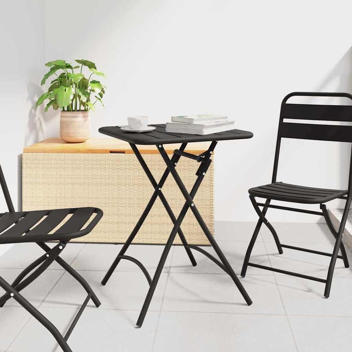 vidaXL Bistrotafel Antraciet 55 x 55 x 72,5 cm Poedergecoat, Tuin en Terras, Tuintafels, Nieuw, Verzenden
