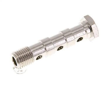 Boulon Banjo 3 voies en laiton nickelé avec filetage mâle, Verzenden