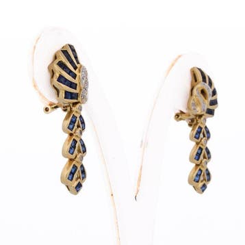 Oorbellen - 18 karaat Geel goud - 2.20ct. tw. Saffier -