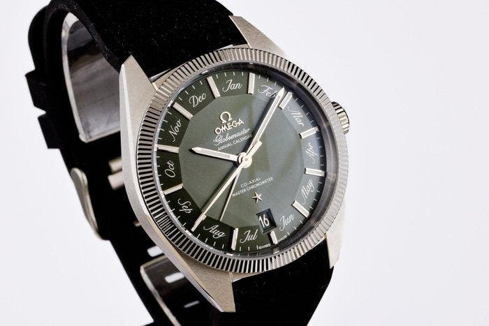 Omega - Globemaster Green Pie Pan Dial Co-Axial Master, Handtassen en Accessoires, Horloges | Heren