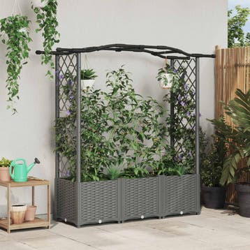 vidaXL Verhoogd Bed met Trellis en Dak Lichtgrijs 164 x 40 x, Verzenden, Nieuw