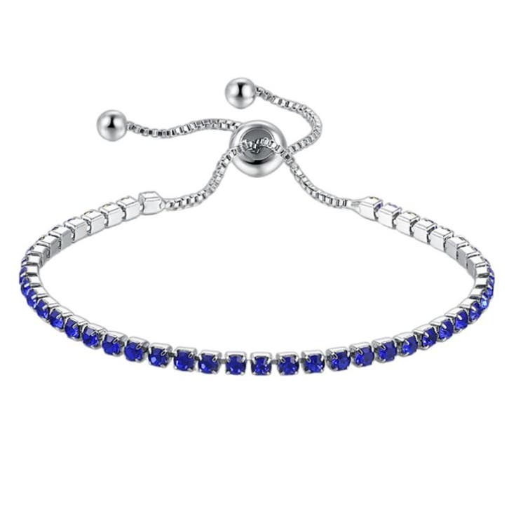 Fako Bijoux - Dames Armband Zirkonia Blauw - 2.5mm -, Handtassen en Accessoires, Armbanden, Verzenden