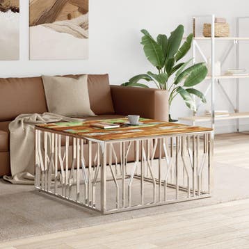 vidaXL Salontafel roestvrij staal en massief gerecycled hout, Verzenden