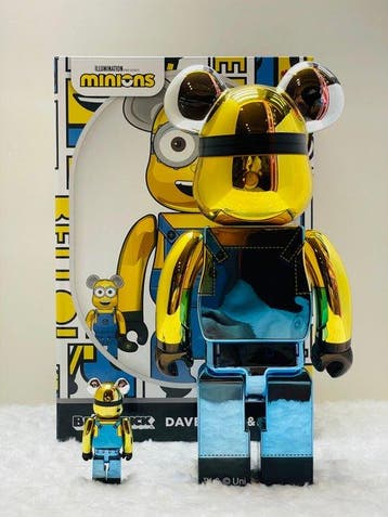 Medicom Toy - BE@RBRICK 400% & 100% Minions Dave (Chrome