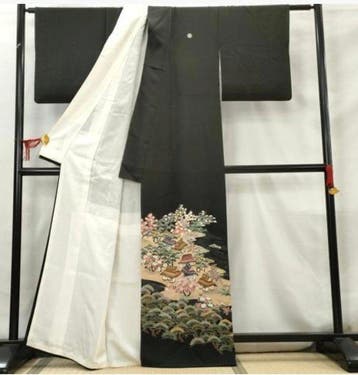 Blauw-witte kimono met lelie-motief - Zijde - Japan - 20e