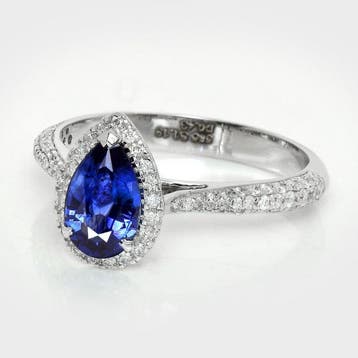 Zonder minimumprijs - Ring - 14 karaat Witgoud, IGI 1,19 ct