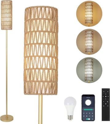Design Vloerlamp Rotan/Goud | Retour deal | Grijp je kans, Verzenden, Zo goed als nieuw, Minder dan 100 cm, Metaal