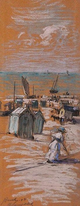 Georges François Souillet (1861-1947) - Berck : la plage, Antiek en Kunst, Kunst | Schilderijen | Klassiek