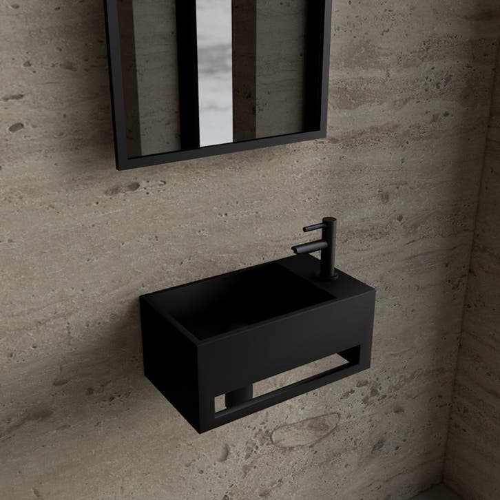 Fonteinset BWS Solid Surface Met Handdoekhouder Rechts Zwart, Doe-het-zelf en Bouw, Sanitair, Overige typen, Nieuw, Ophalen of Verzenden