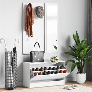 vidaXL Schoenenkastset 3-in-1 bewerkt hout wit, Maison & Meubles, Verzenden