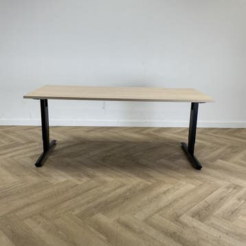 bureau 180x80 cm, licht eiken - zwart, Huis en Inrichting, Bureaus, Gebruikt