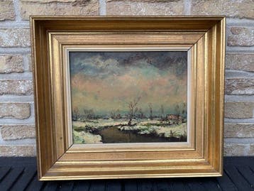 Marcel Lietaert (1915-?) - Winter langs de Leie, Antiek en Kunst