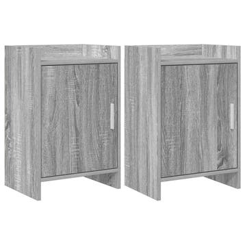 vidaXL Nachttafels 2 st Grijs Sonoma 40 x 30 x 60 cm Bewerkt, Huis en Inrichting, Slaapkamer | Nachtkastjes, Verzenden, Nieuw