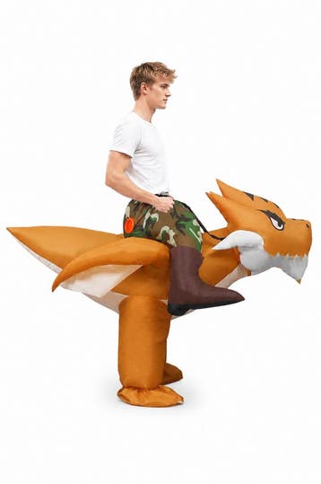 KIMU® Opblaas Kostuum Rijdend op Pterosaurus Bruin Opblaasba, Ophalen of Verzenden, Nieuw
