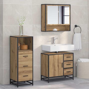vidaXL Badkamermeubel Set 3 st Artisan Eiken 65 x 33 x 60 cm, Verzenden