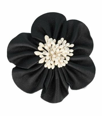 Haarspeld Duckklem & Broche 7cm – Lederlook Bloemvorm –, Nieuw