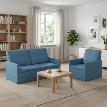 vidaXL bank / zetelstel 2 pcs Blauw Corduroy stof, Verzenden, Nieuw