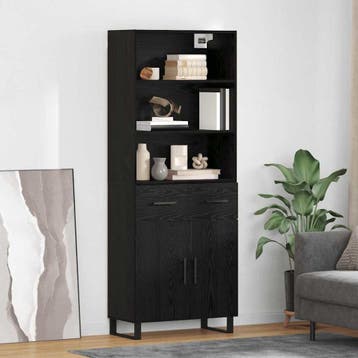 vidaXL Highboard 2 st Zwart Eiken 69,5 x 34 x 180 cm, Verzenden