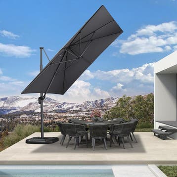 Parasol deporte 350x350cm Gris - Jusqua epuisement -35%, Jardin & Terrasse, Verzenden