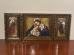 Drieluik - Emaille, Metaal - 1940-1950 - Maagd met Kind. G., Antiek en Kunst, Antiek | Boeken en Manuscripten