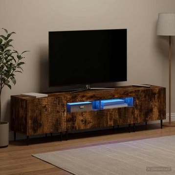 vidaXL 3-delige LED TV-kast Gerookt eiken Bewerkt hout, Huis en Inrichting, Kasten |Televisiemeubels, Verzenden, Nieuw