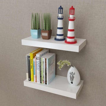 vidaXL Wandplanken MDF zwevend voor boeken/dvd wit 2 st, Huis en Inrichting, Verzenden, Nieuw