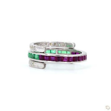 Ring - 14 karaat Witgoud - 2.13ct. tw. Smaragd - Diamant, Nieuw