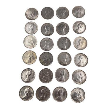 Italië, Republiek 500 Lire argento (24 monete) (Zonder