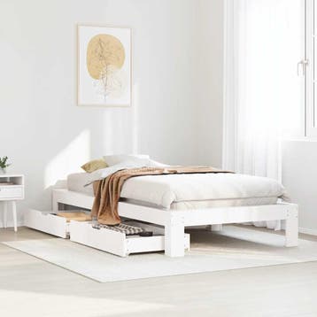 vidaXL Bedframe zonder matras massief grenenhout wit 90x190, Verzenden, Nieuw