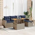 vidaXL 6-delige Loungeset met kussens poly rattan acacia, Verzenden, Nieuw, Loungeset