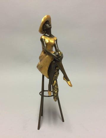 Beeld, Vrouw in de zon - 28 cm - Brons, Antiek en Kunst