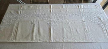 Laken - 280 cm - 225 cm - Oud laken met de hand geborduurd.