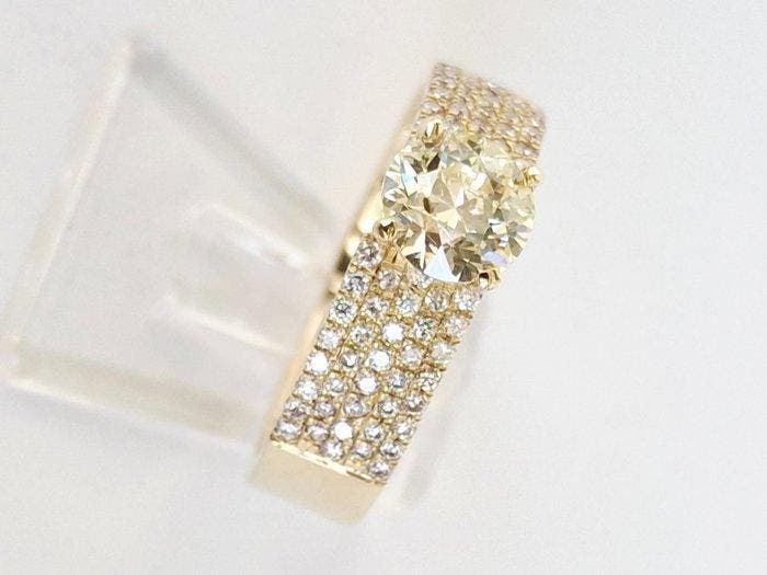 Bague de cocktail - 14 carats Or jaune - 1.15ct. tw. Diamant, Handtassen en Accessoires, Antieke sieraden