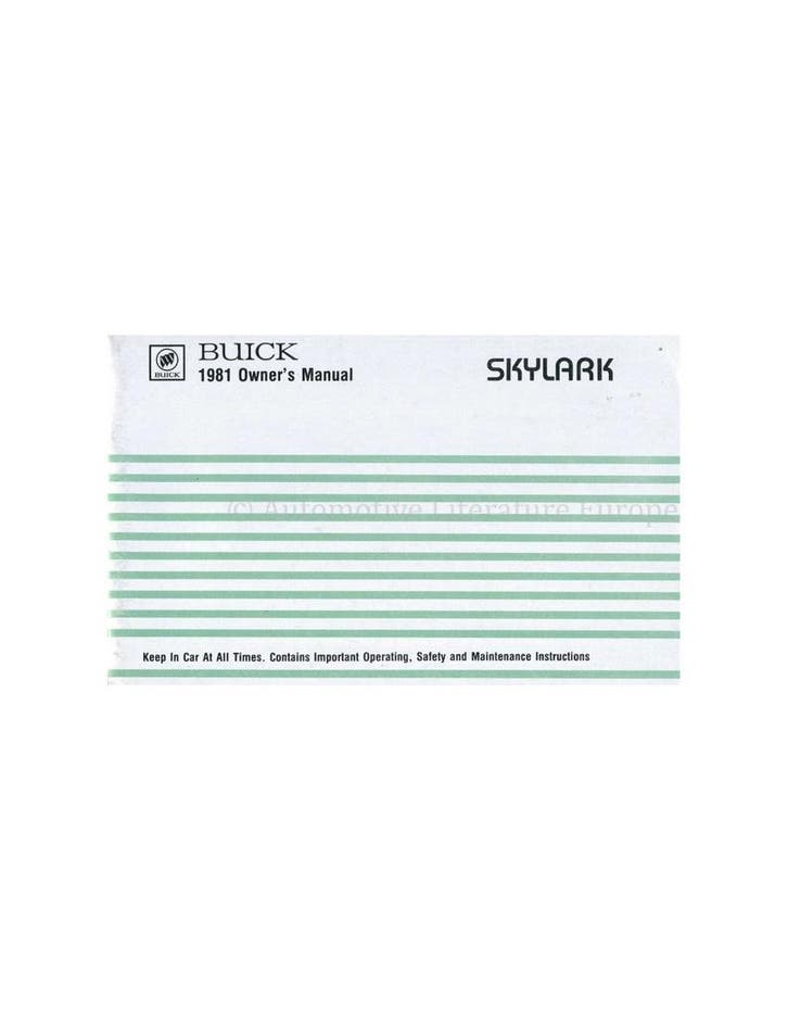 1981 BUICK SKYLARK INSTRUCTIEBOEKJE ENGELS, Auto diversen, Handleidingen en Instructieboekjes