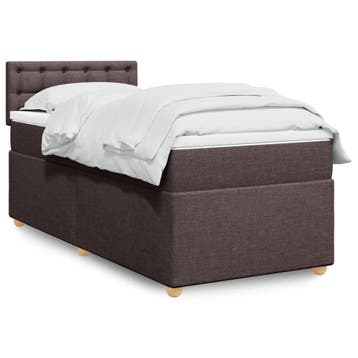 vidaXL Boxspring met matras stof donkerbruin 90x200 cm, Verzenden, Nieuw