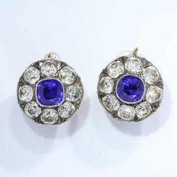 Oorbellen - 18 karaat Roségoud - Strass, Antiek 1850