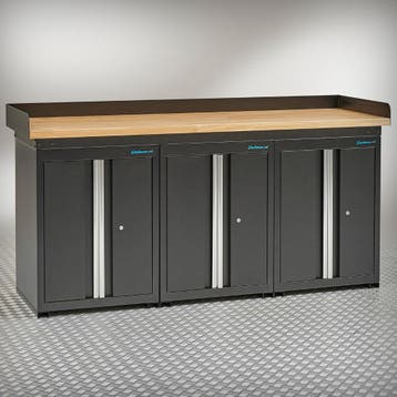 Datona Werkbank PRO eiken - 3 opbergkasten - 200 cm - zwart, Ophalen of Verzenden, Nieuw