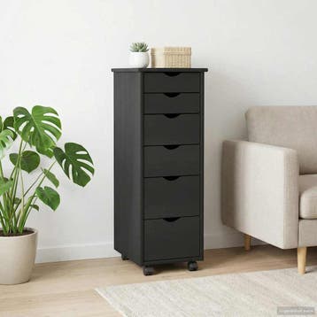 vidaXL Rollende kast 34 x 39 x 93,5 cm Massief vurenhout, Huis en Inrichting, Kasten | Overige, Verzenden, Nieuw