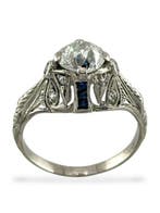 Ring Platina, Prachtige Art Deco platinum- en diamanten ring, Nieuw