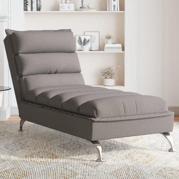 vidaXL Chaise longue met kussens stof taupe, Verzenden