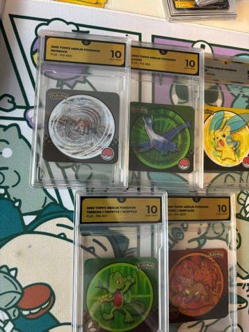 Pokémon - 5 Graded card Pokemon Topps Merlin Flix-Pix Graded, Hobby en Vrije tijd, Nieuw