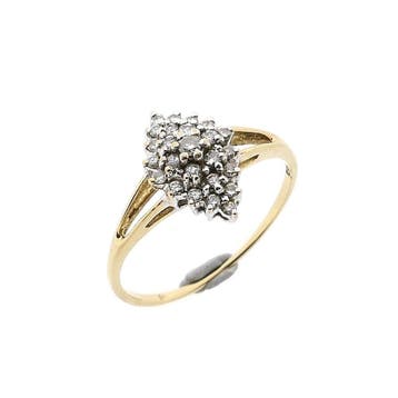 Gouden entouragering met diamanten; 0,26 ct., Handtassen en Accessoires, Ringen, 18 tot 19, Gebruikt, Ophalen of Verzenden, Met edelsteen