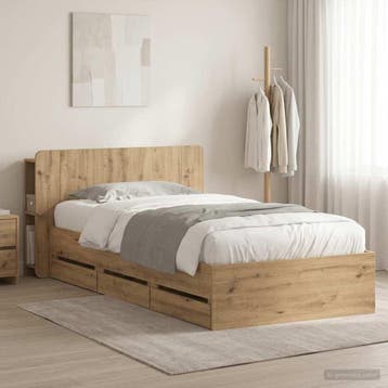 vidaXL Bedframe met opbergruimte en hoofdbord Artisanaal, Huis en Inrichting, Slaapkamer | Bedden, Verzenden, Nieuw