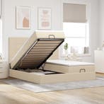 vidaXL Ottoman bed met matrassen 200x200cm stof crèmekleurig, Verzenden
