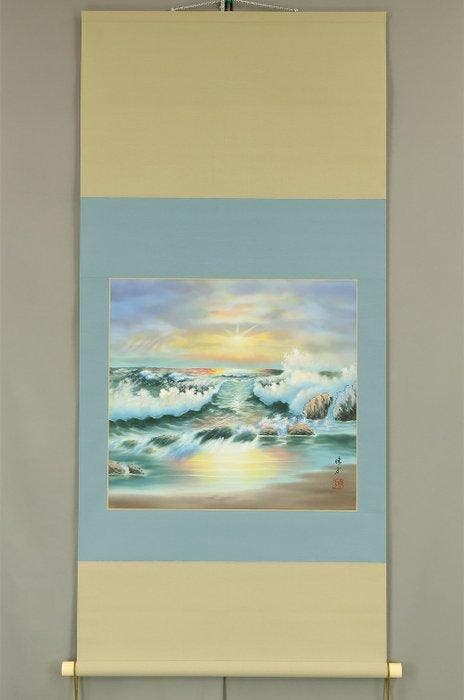 Sea at Sunrise with Original Box (Tomobako) - with signature, Antiek en Kunst, Antiek | Overige Antiek